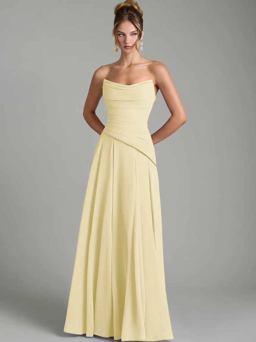 Azazie Lemon Sorbet A-Line Corset Chiffon Dress